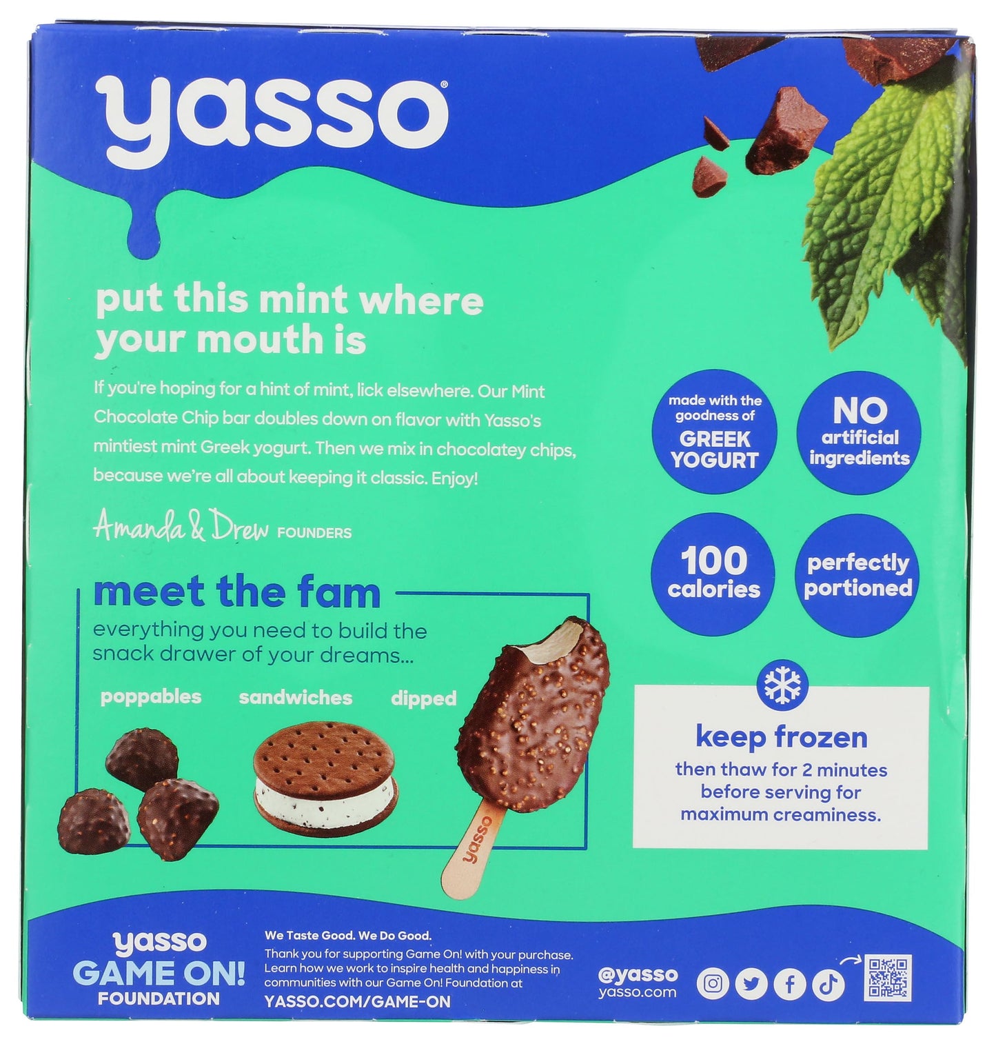 Yasso Mint Chocolate Frozen Greek Yogurt Bar 4 Count, 14 FZ
