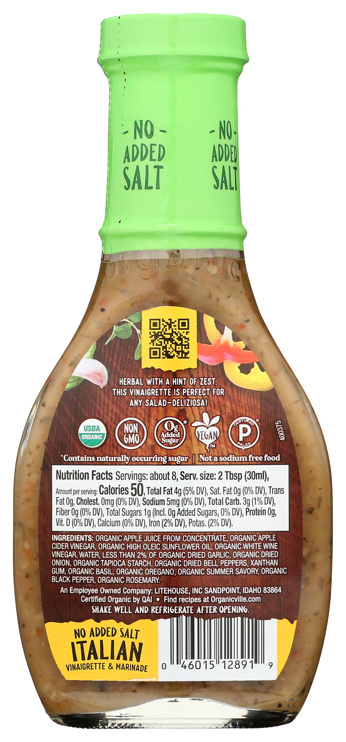 Organicville Organic Salt Free Italian Dressing, 8 FZ