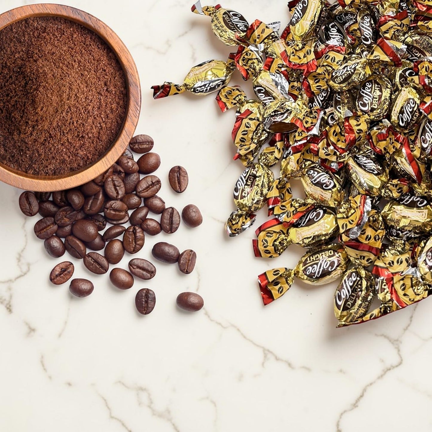 Colombian Coffee Flavor Filled Hard Candy-1.5 lbs Flavorful Coffee Filled Bon Bons for a Quick Burst of energy-Individually wrapped