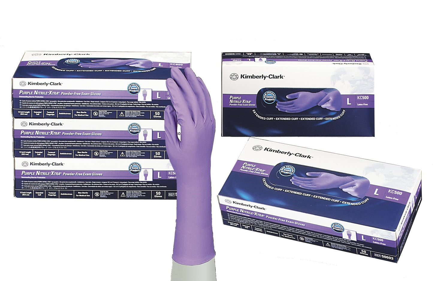 Kimberly-Clark Purple Nitrile Xtra Exam Gloves, Large, Bx/50