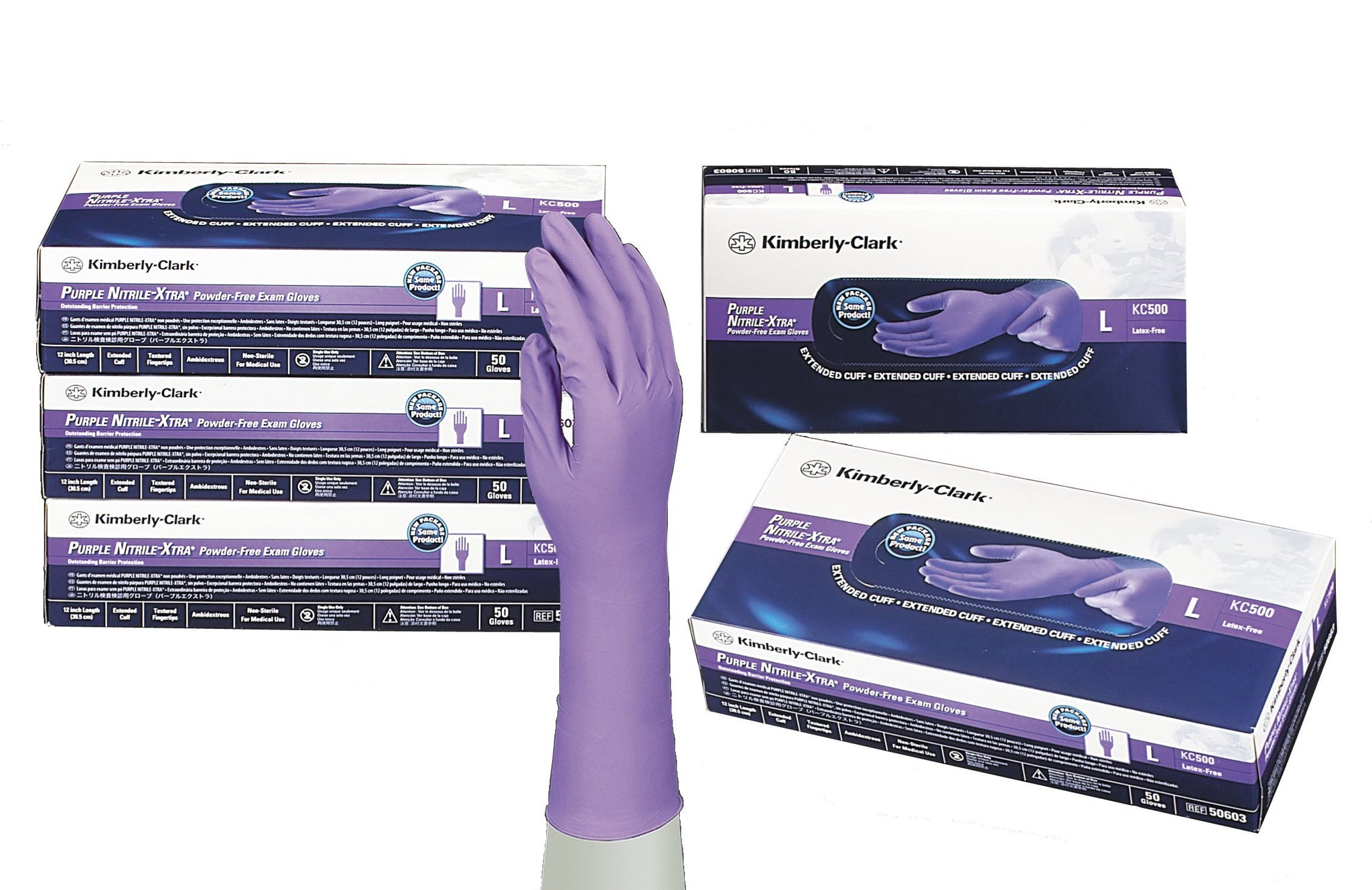 Kimberly-Clark Purple Nitrile Xtra Exam Gloves, Large, Bx/50