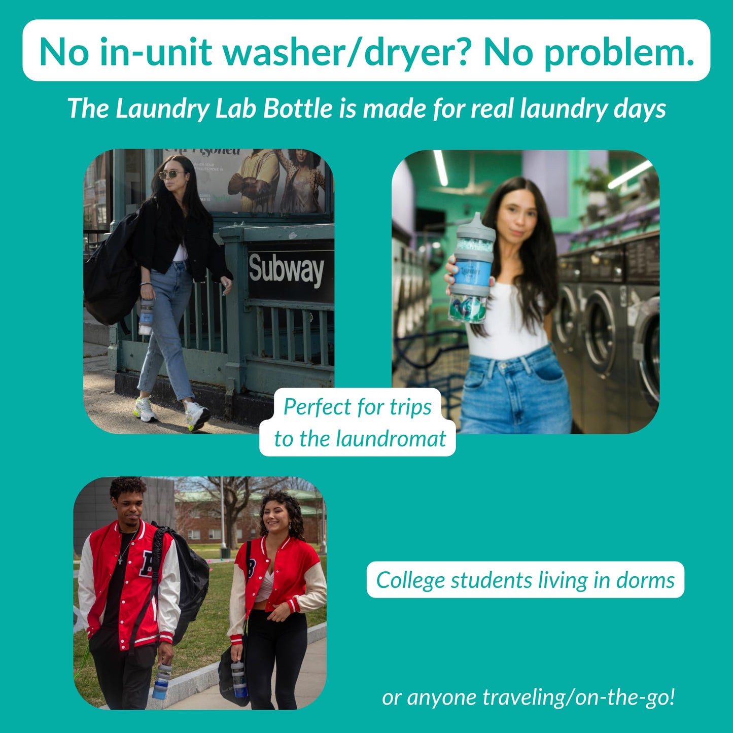 The Laundry Lab Bottle: Laundry Detergent Bottle - Refillable, Leakproof, Portable, Compact for Apartments, Dorms & Laundromats | College Laundry