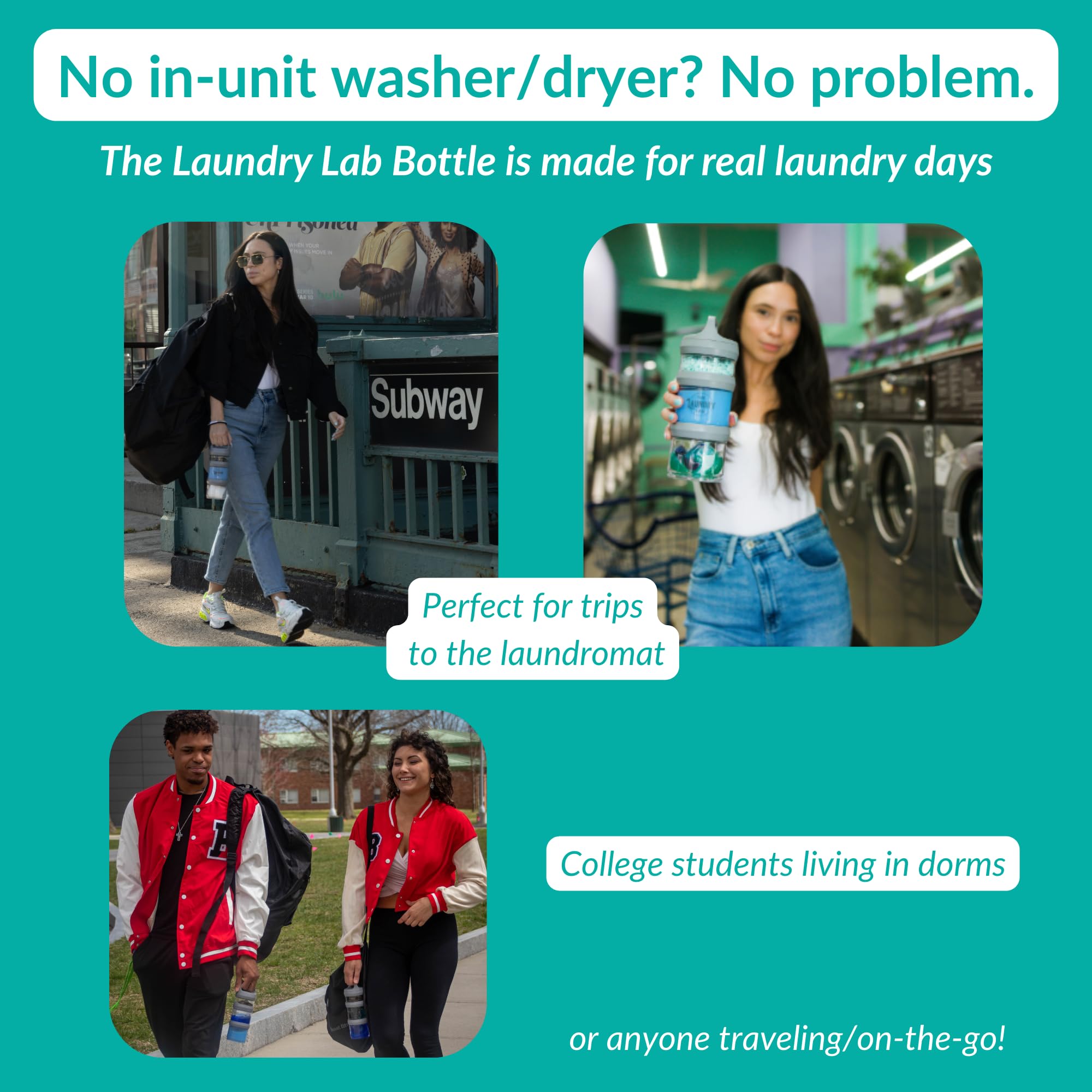 The Laundry Lab Bottle: Laundry Detergent Bottle - Refillable, Leakproof, Portable, Compact for Apartments, Dorms & Laundromats | College Laundry