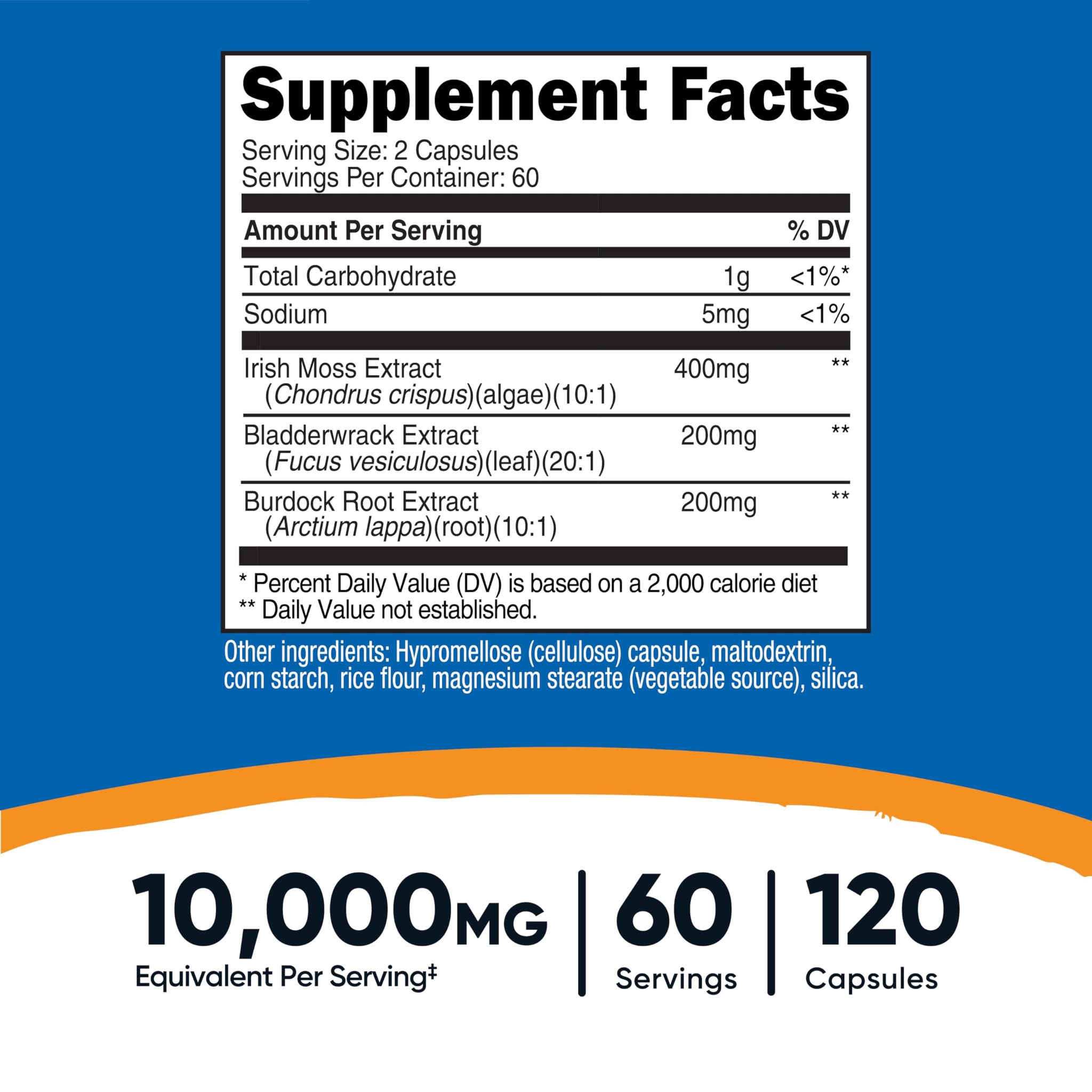 Nutricost Irish Sea Moss Extract 120 Capsules for 60 Servings Per Bottle - with Bladderwrack & Burdock Root, Vegan, GMO-Free