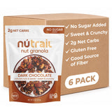 NuTrail Nut Granola, Dark Chocolate, No Sugar Added, Gluten Free, Grain Free, Keto, Low Carb, Healthy Breakfast Cereal 8 oz. 6 Count