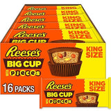 REESE'S Big Cup with Pieces Milk Chocolate King Size Peanut Butter Cups, Candy Packs, 2.8 oz (16 Count)