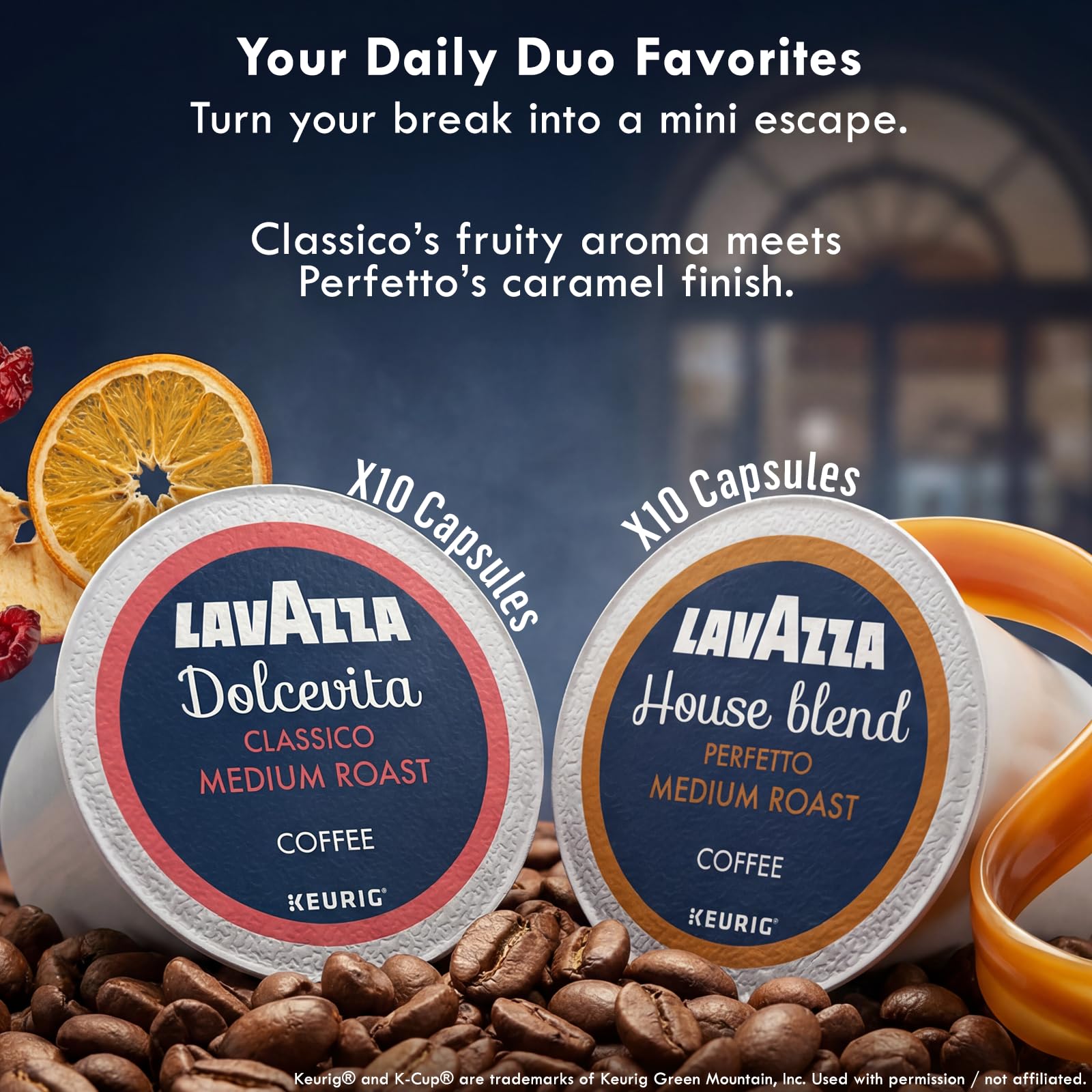 Lavazza K-Cup Coffee Pods Variety Bundle for Keurig Brewers - Light & Medium Roast, Single-Serve K-Cup Coffee Pods, 40 Count Assorted Flavors (20
