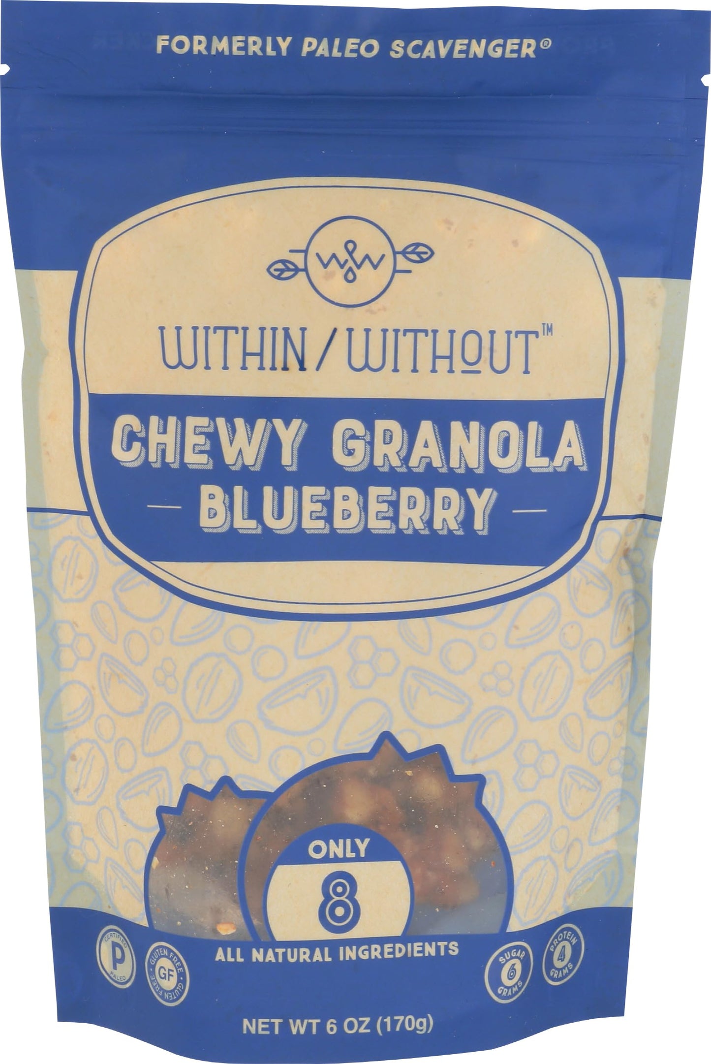 Within / Without Blueberry Grain Free Chewy Granola, Keto Friendly, Gluten Free Low Carb Snack