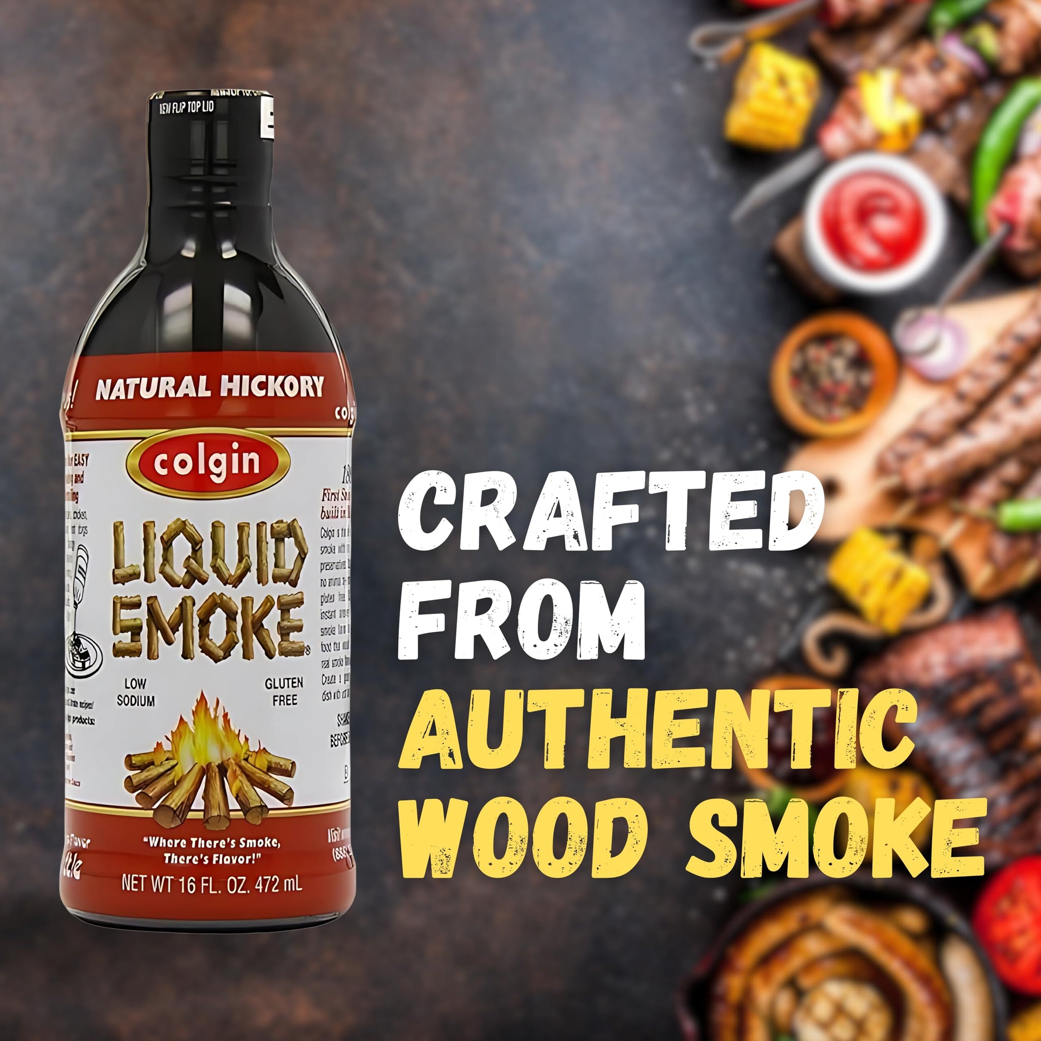 Colgin Authentic Hickory Liquid Smoke (16 oz) for Home Cooks & BBQ Enthusiasts | Liquid Smoke for Cooking | Rich, Sweet Smoky Flavor for Meats