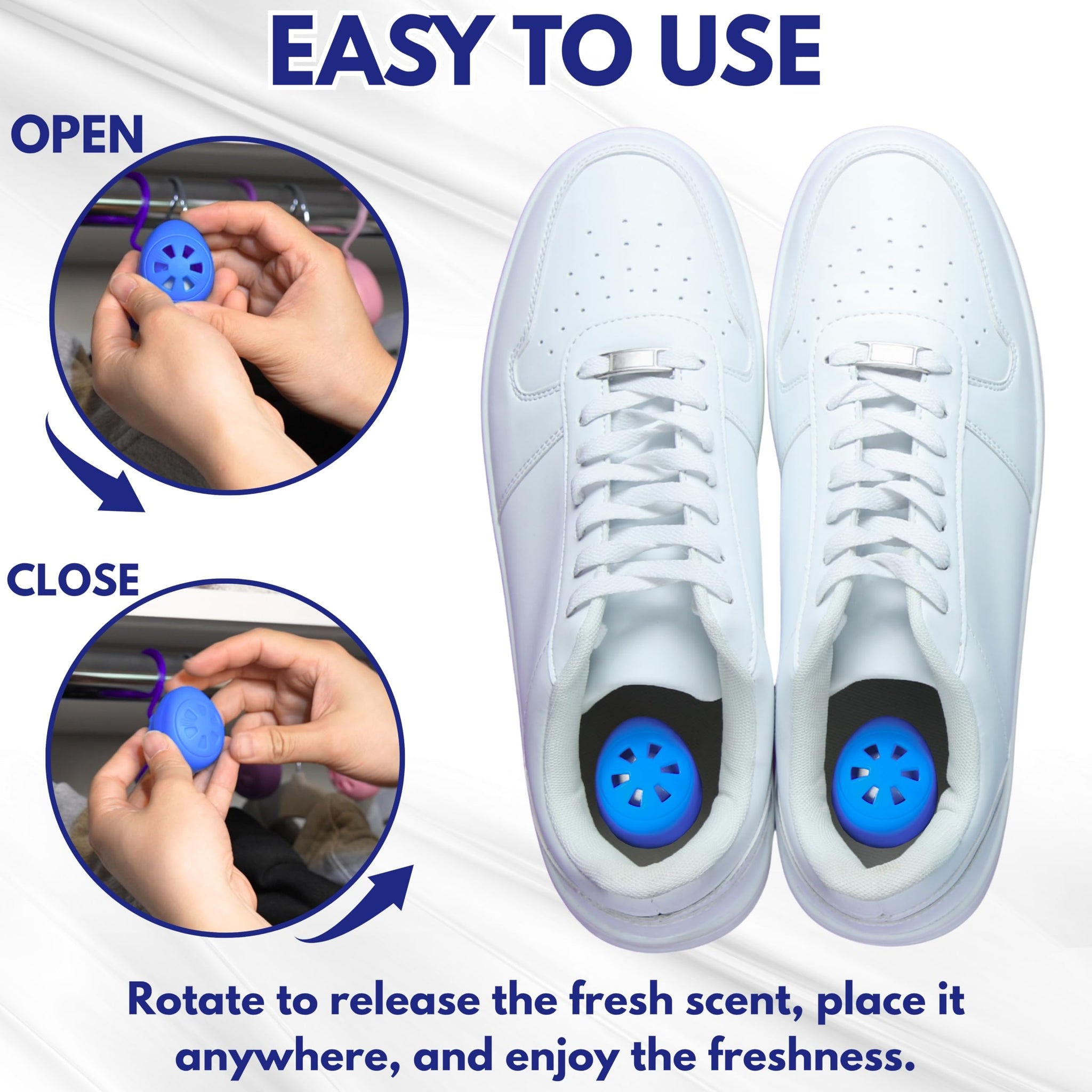 Air Jungles Shoe Deodorizer Balls 6 Ct, Ocean Scent, Odor Remover Balls for Sneakers, Gym Bags, Lockers, Closets, Hampers, and Drawers, Essential Oil