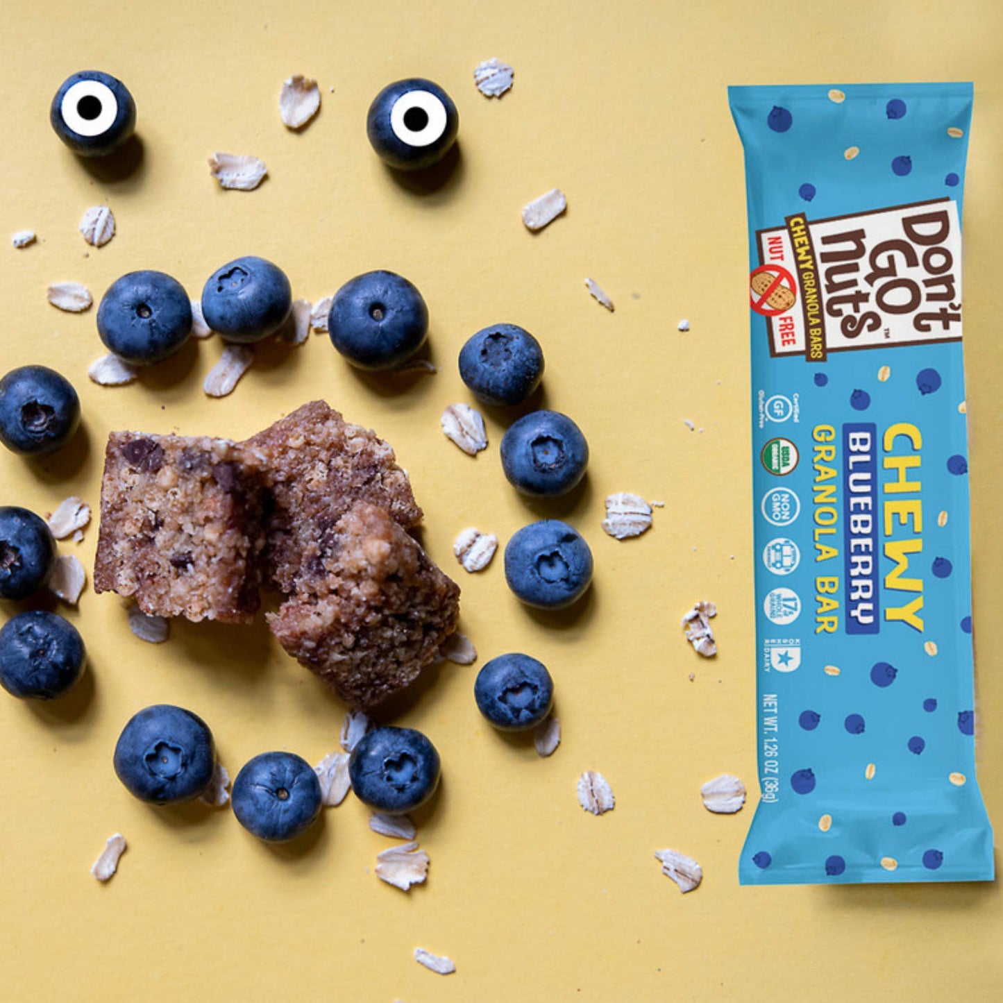 Don't Go Nuts Nut-Free Organic Chewy Granola Bar, Blueberry, 12 Count, Non GMO, Gluten Free