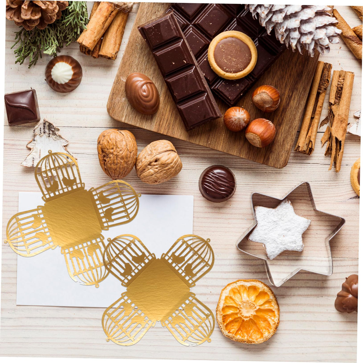 Didiseaon 50Pcs Hollow Out Bird Cage Chocolate Wrappers Decorative Candy Packaging Paper for Weddings Parties and Celebrations Reflective