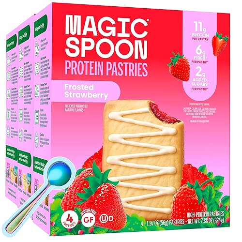 Magic Spoon High Protein Pastries, Frosted Strawberry - 11g Protein, 6g Fiber, 5g Net Carbs, 3g Sugar - Gluten Free, Grain Free, Keto Friendly Protein