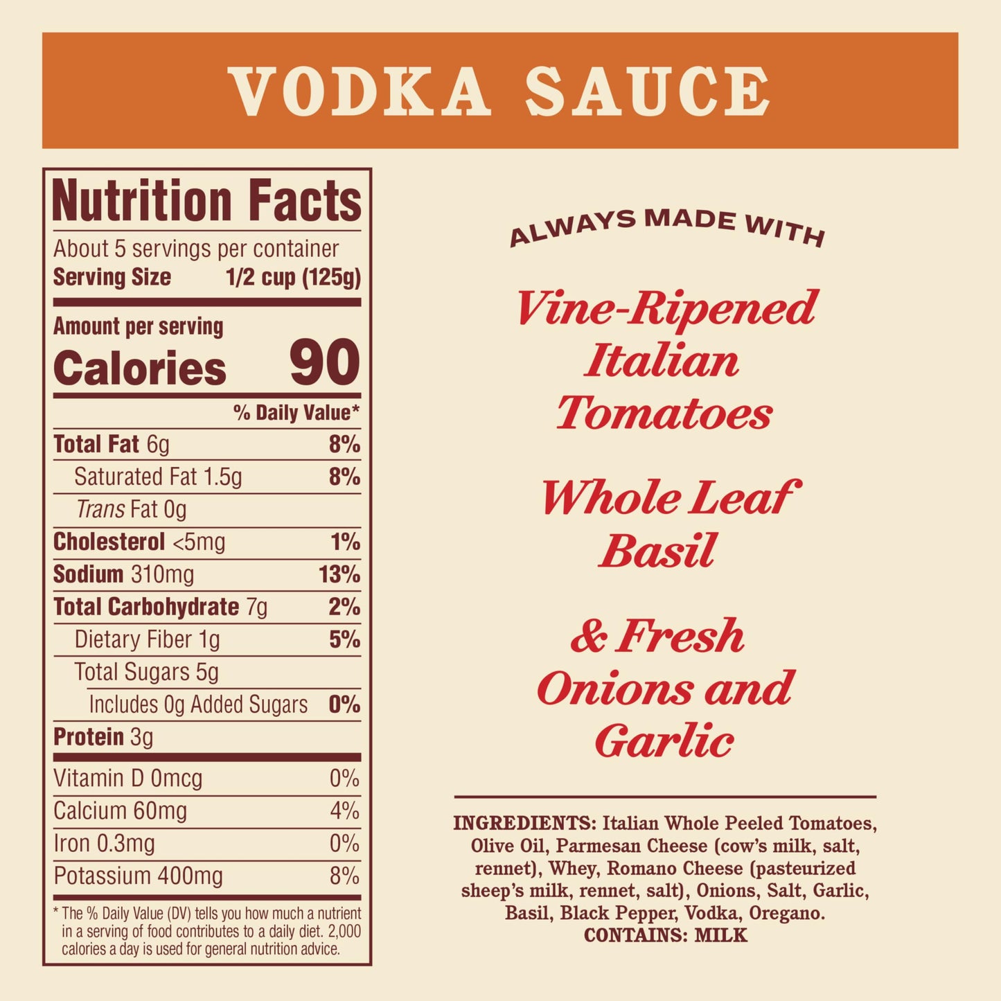 Rao's Homemade Vodka Sauce, 24 oz, Tomato Sauce, All Purpose, Keto Friendly Pasta Sauce, Premium Quality Tomatoes from Italy & Vodka