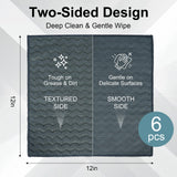 INFICRIME Microfiber Dual-Sided Cleaning Cloths, 6 Pack 12 x 12 Inch Reusable Dish & Cleaning Towels, Soft & Textured All-Purpose Cleaning Rags