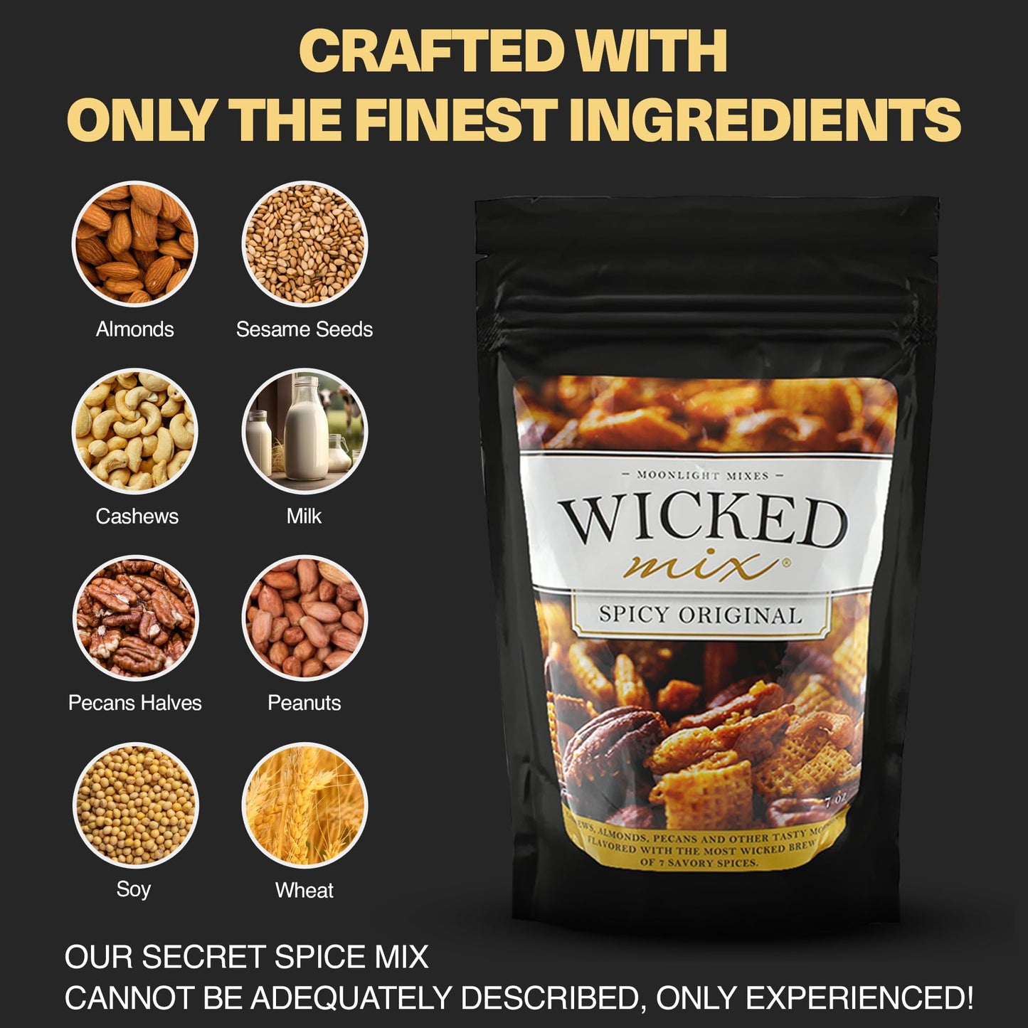 Wicked Mix Snack Mix with Mixed Nuts - Sweet and Salty Snacks Trail Mix Snack Packs with Almonds, Cashews, Pretzels, Pecans - Healthy Snacks Zero