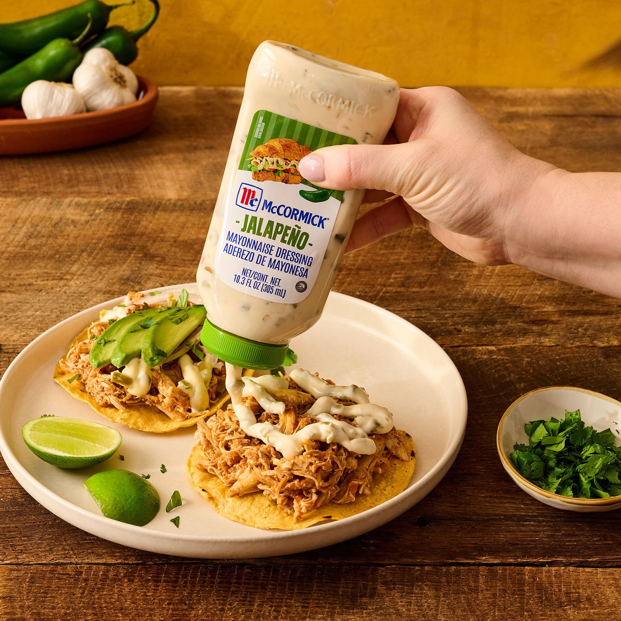 McCormick Mayonnaise Dressing, Jalapeño, A Smooth, Spicy Mayo That is a Great Addition to Sandwiches, Dips, Aioli, Cold Salads, Tacos, and More, 10.3