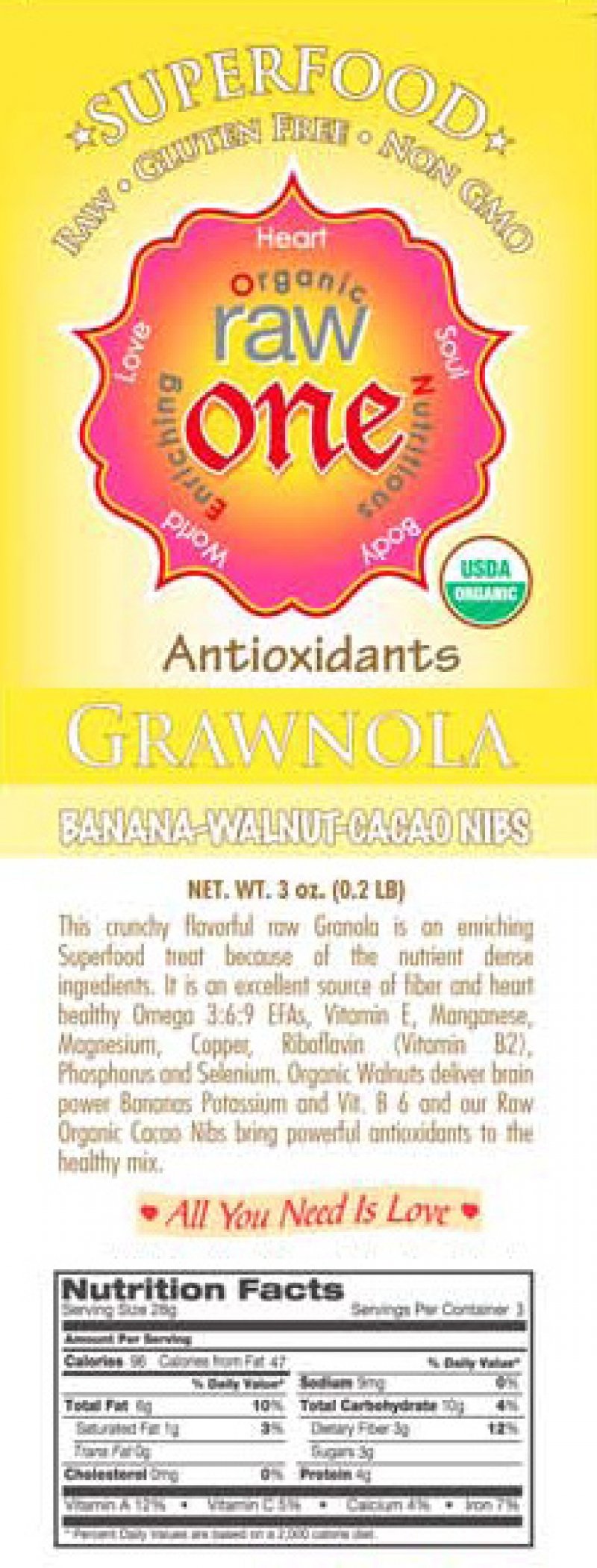 Rawone Granola Banana Walnut, 3-Ounce