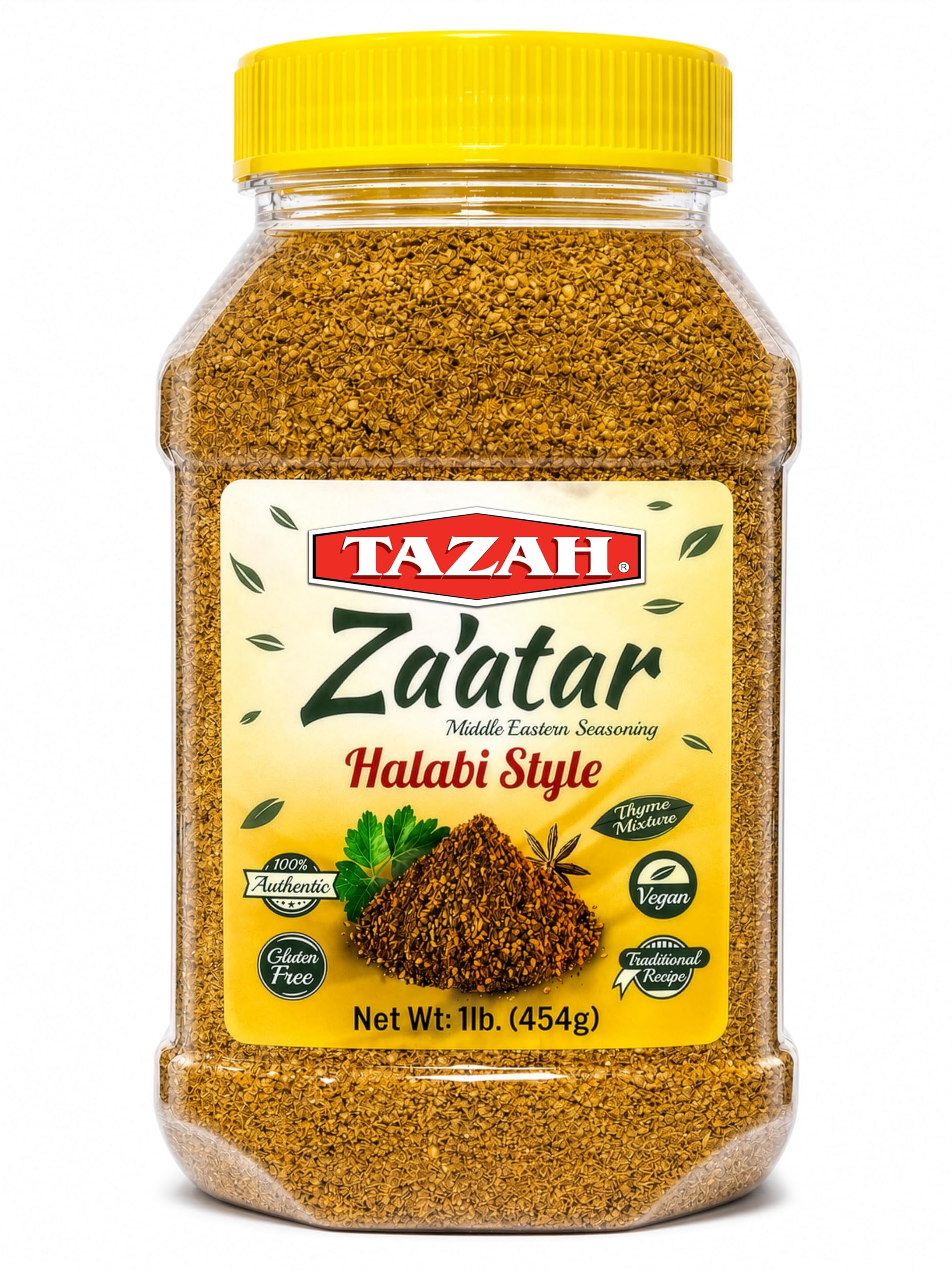 Tazah Zaatar 16oz Syrian Recipe Zatar Spice Blend Thyme Mixture Halabi Za'atar in Jar