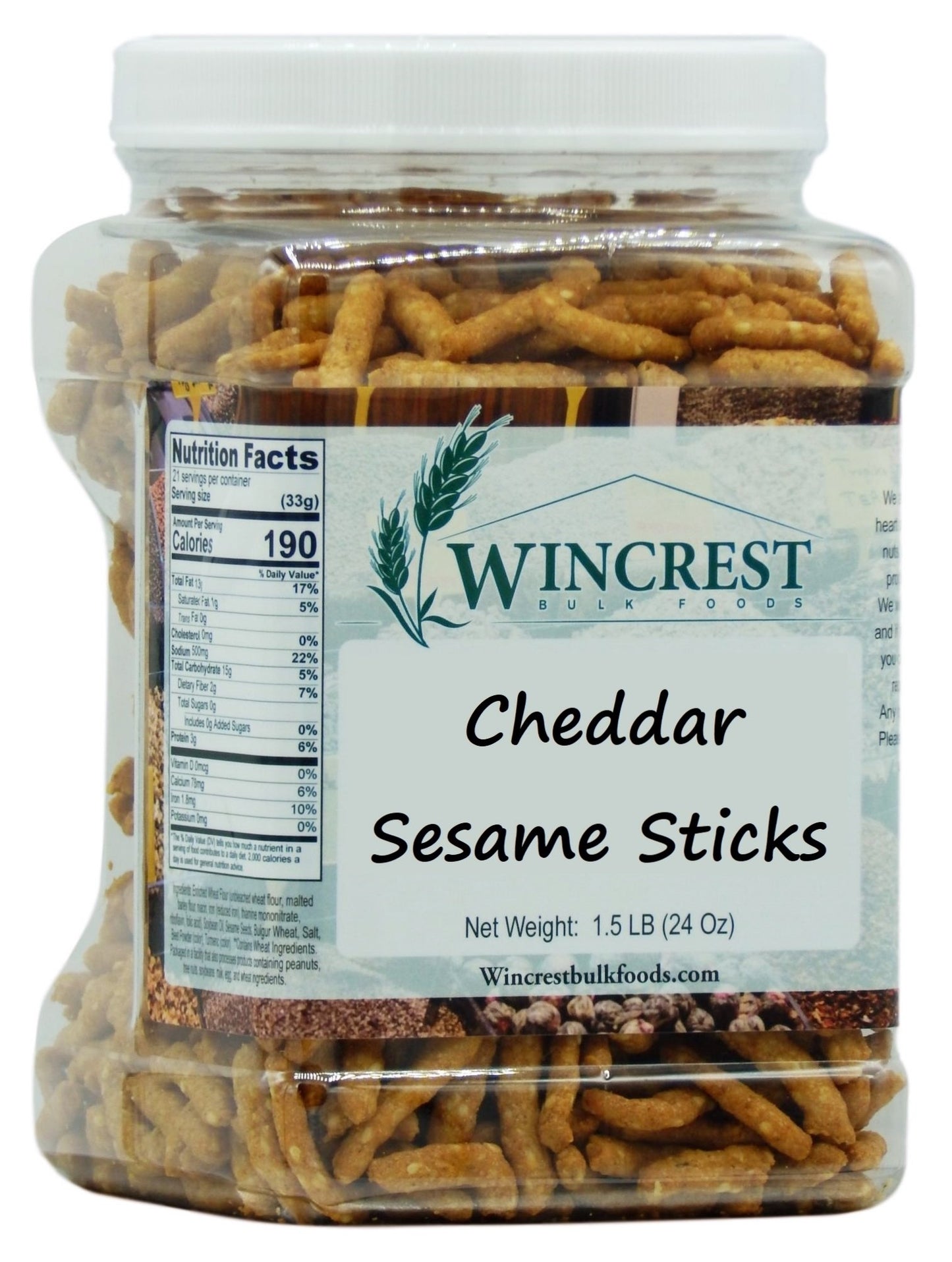Cheddar Sesame Sticks - 1.5 Lb (24 Oz) Tub