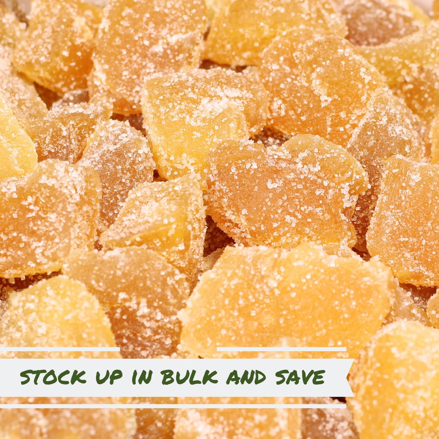 Crystallized Ginger Chunks by It's Delish, 5 Lbs Bulk | Candied Dried Ginger Fruit Chews Natural Candy, Ginger Root with Sugar Crystals, Unsulphured