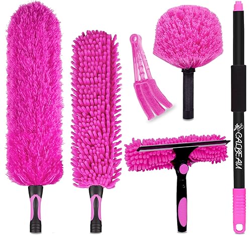 CALBEAU 8 Foot Dusters for Cleaning, Duster with Extension Pole, Microfiber Feather Duster Used for Cleaning Ceiling Fan, High Window, Blinds