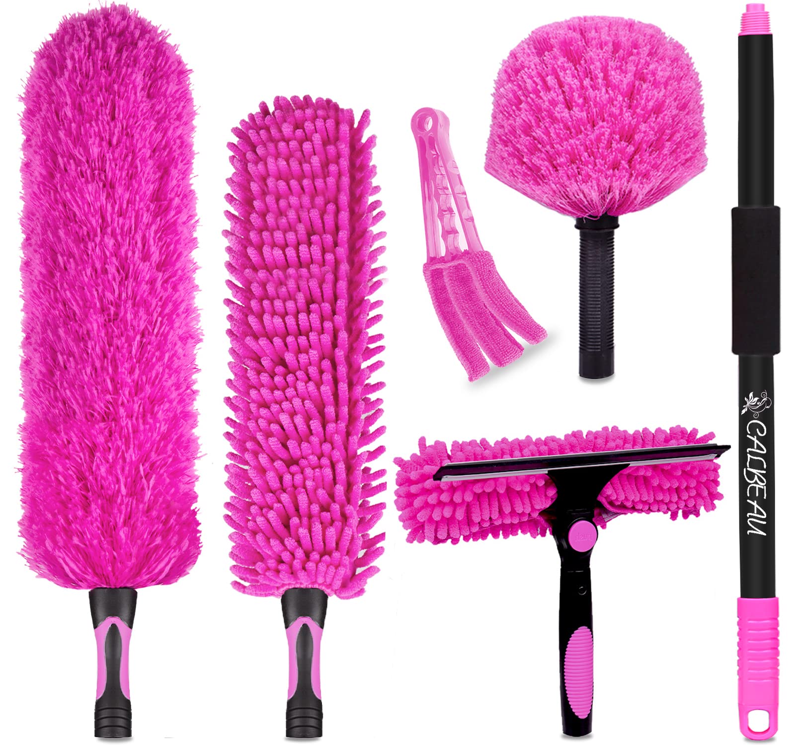 CALBEAU 8 Foot Dusters for Cleaning, Duster with Extension Pole, Microfiber Feather Duster Used for Cleaning Ceiling Fan, High Window, Blinds