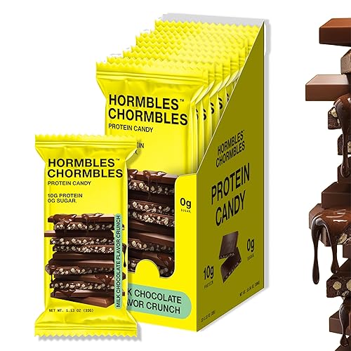 Hormbles Chormbles Protein Candy Bars, Classic Milk, 10g Protein, 0g Sugar, 150 Calories, Milk Chocolate Candy With Crunchy Pieces, Sugar Free Snacks