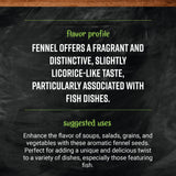 Frontier Co-op Organic Whole Fennel Seed, 1.27 oz - Sweet Turkish Fennel for Seasoning Soups, Fish, Salads, Veggies, Candied Desserts
