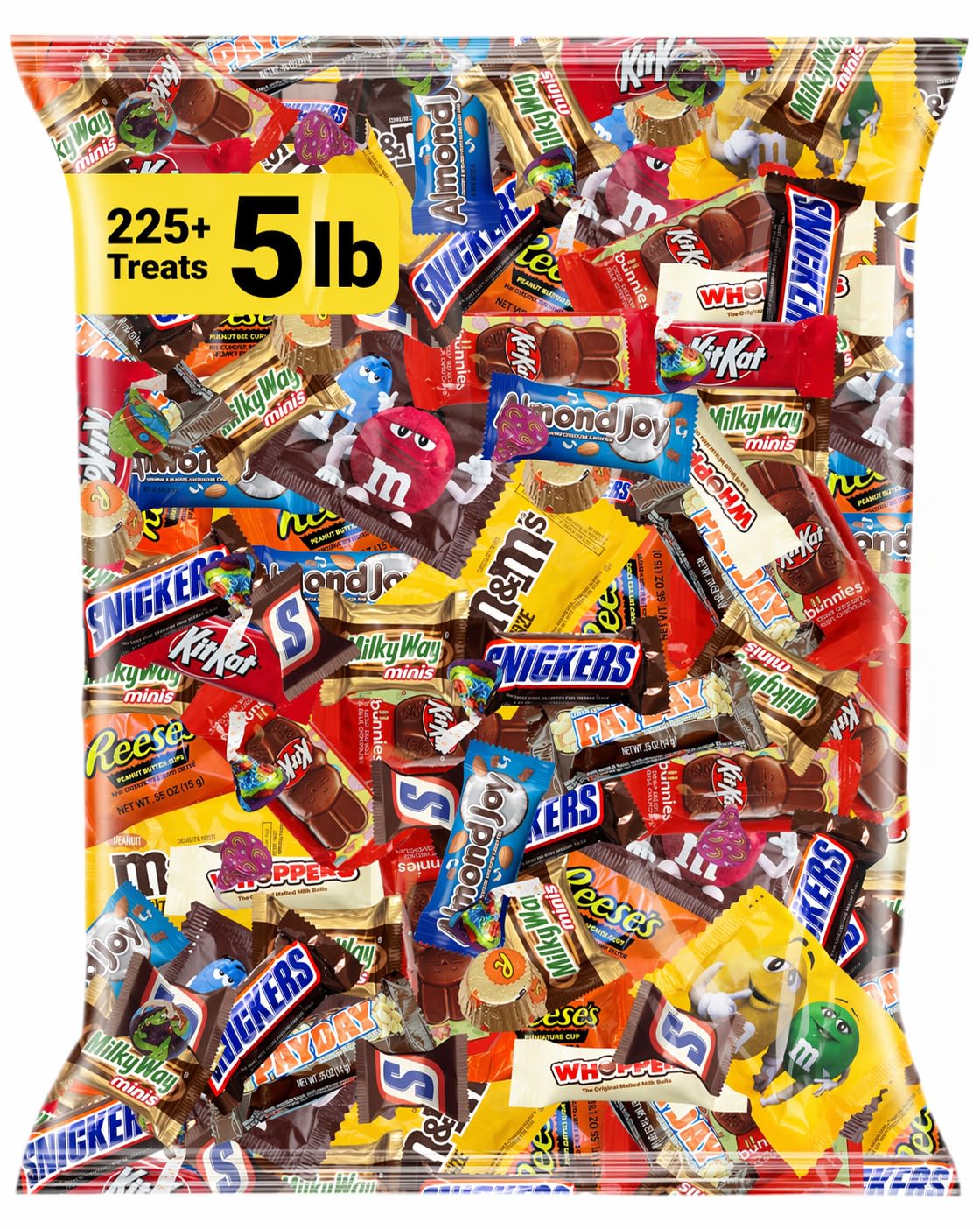 Chocolate Candy Variety Pack 5 lb, 225 Ct, Fun Size Individually Wrapped