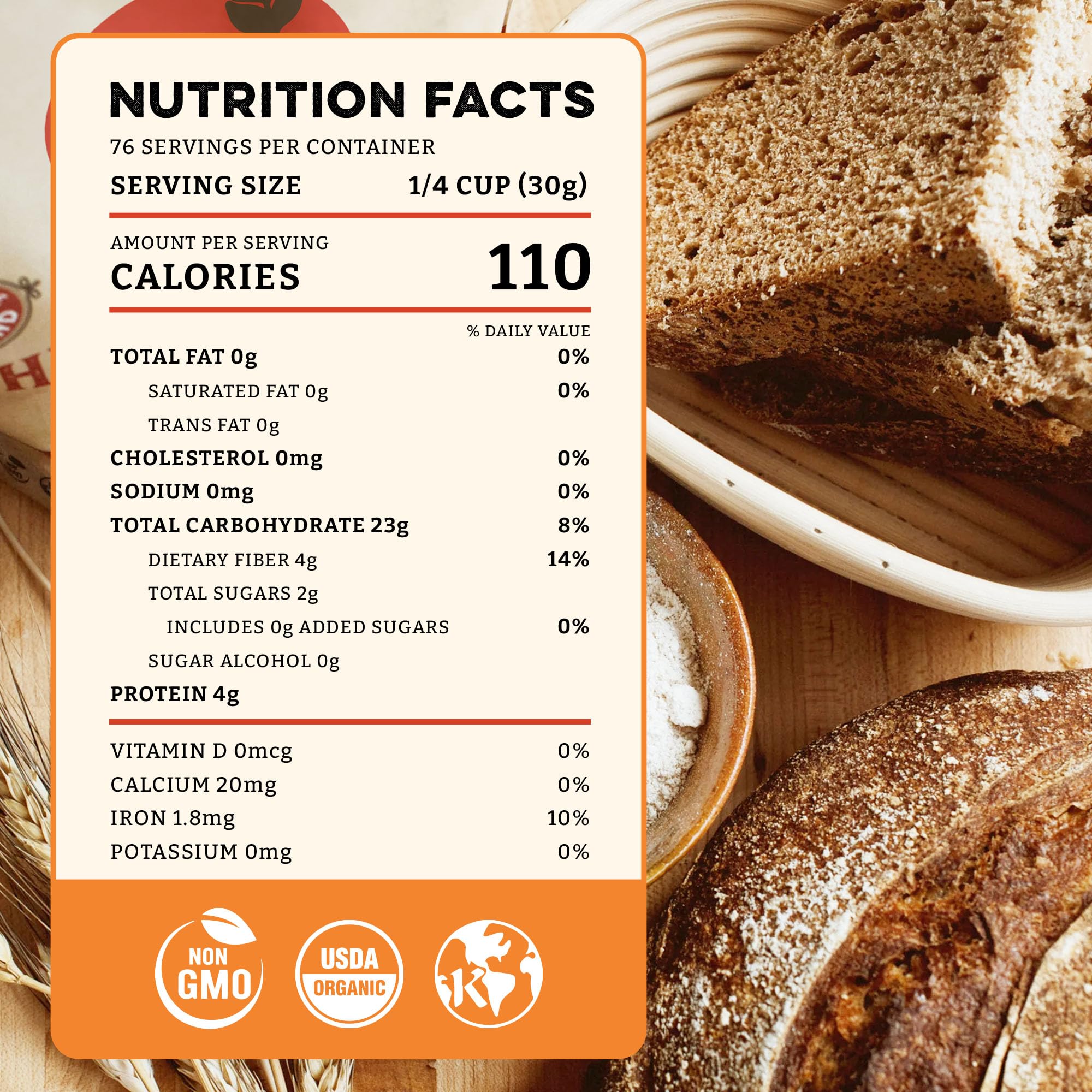 Sunrise Flour Mill Heritage Organic Whole Wheat Flour - 5 lbs | Milled from red hard wheat within 10 Days | Easier to Digest with Less Bloating | No