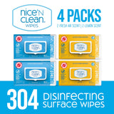 Nice 'N Clean Disinfecting Surface Wipes 304ct | Cleans & Disinfects Home & Kitchen Surfaces | Fresh & Lemon Scent