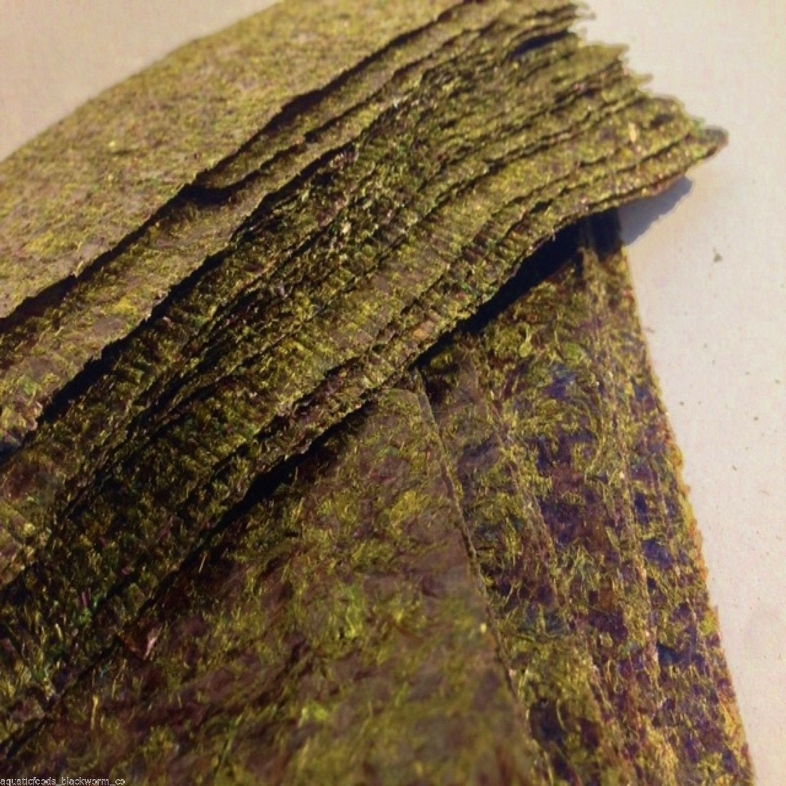 Aquatic Foods inc.100 Nori Seaweed Sheets, Restaurant Grade APX 4" x 7.5" Sheets for Marine Tangs, Angelfish, Butterflies, Cichlids. All Herbivorous