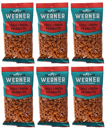 Werner Chile Limon Peanuts Cacahuates con Chile y Limon, Flavored Peanuts, Spicy Peanuts 7 Ounce (Pack of 6)