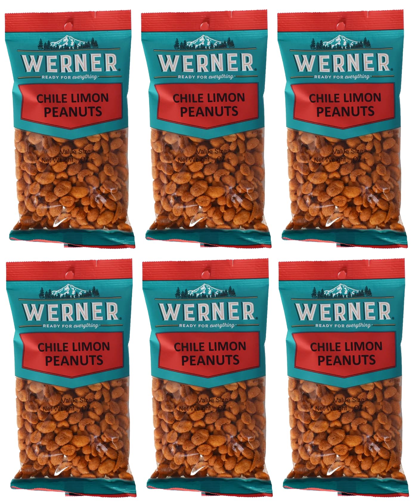 Werner Chile Limon Peanuts Cacahuates con Chile y Limon, Flavored Peanuts, Spicy Peanuts 7 Ounce (Pack of 6)