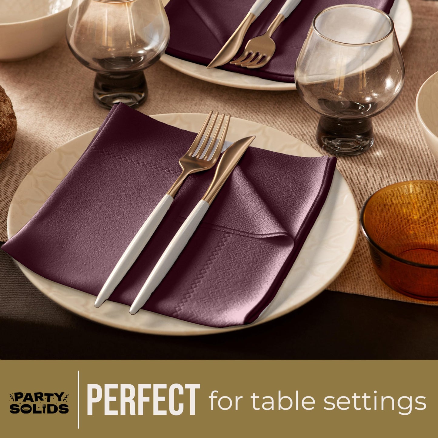 Party Solids Brown Dinner Napkins Disposable Everyday 50 Pcs 2 Ply Brown Napkins Disposable Paper Everyday For Parties & Party Supplies
