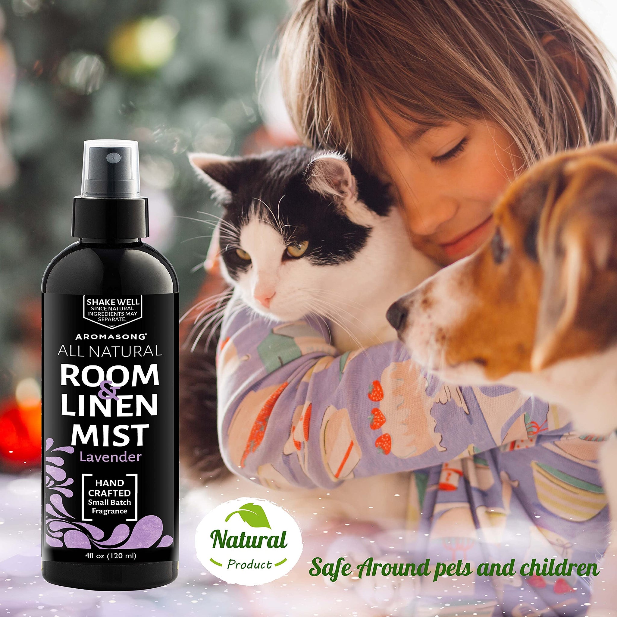 Aromasong All Natural Lavender Spray for sleep - Room & Linen Spray for Pillows and Sheets - Lavender Bed Spray Home Air Freshener & Deodorizer