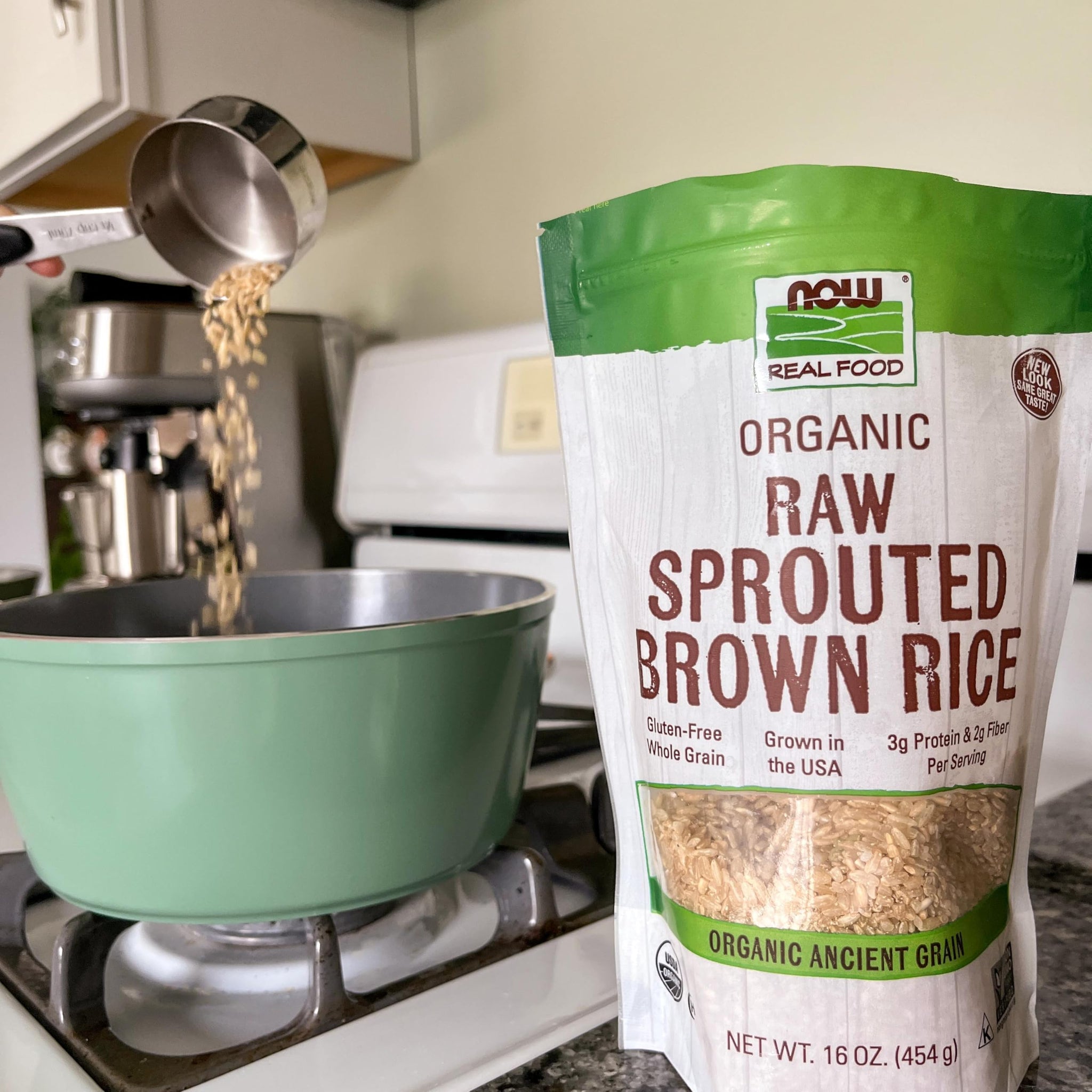 NOW Foods, Organic Sprouted Brown Rice, Raw, Gluten-Free and Whole Grain, 16-Ounce (Packaging May Vary)