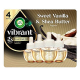 Air Wick Vibrant Plug-In Scented Oil Refills, 4 Count, Sweet Vanilla & Shea Butter, Air Freshener, Essential Oils