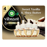 Air Wick Vibrant Plug-In Scented Oil Refills, 4 Count, Sweet Vanilla & Shea Butter, Air Freshener, Essential Oils