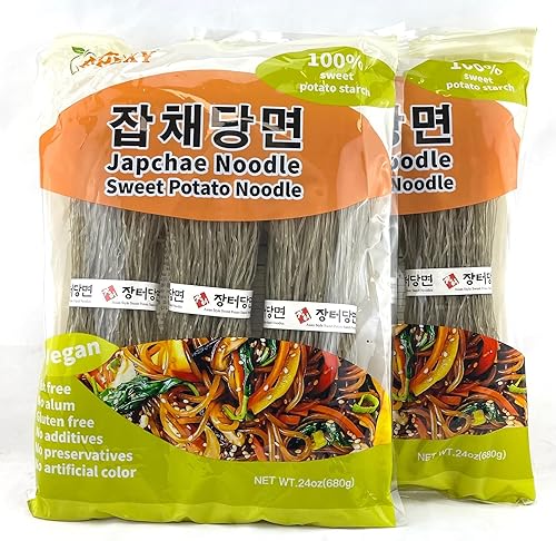 APEXY Sweet Potato Glass Noodles, Japchae Noodles, Korean Vermicelli Pasta, Fat-free and Gluten-free, 100% Sweet Potato Starch, No Additive, No Alum