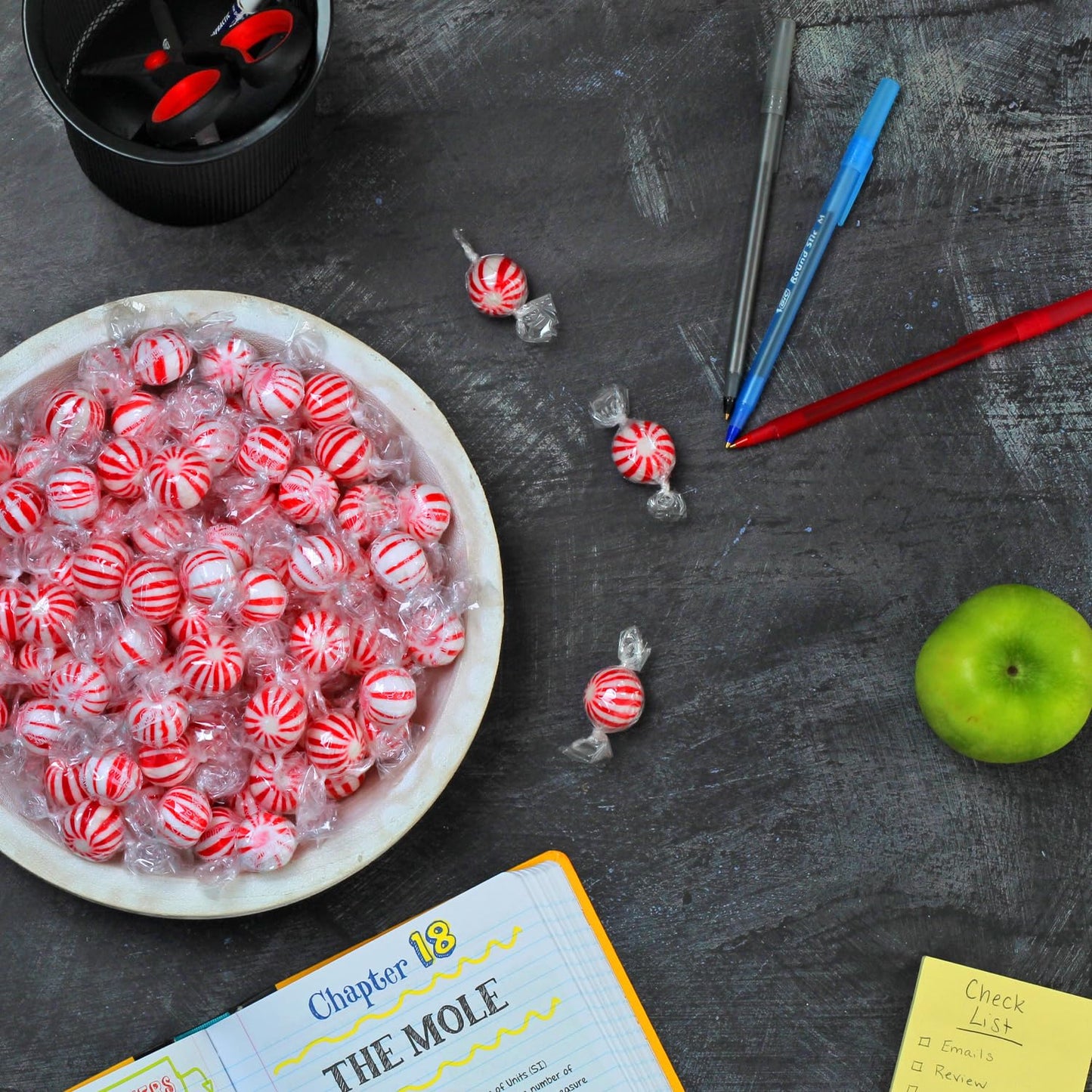 Peppermint Candy Balls - 5 lb Bulk - Red & White Striped Hard Mints - Individually Wrapped Mint Hard Candy