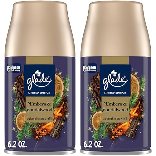 Glade Automatic Spray Refill, Embers & Sandalwood, Scented Air Freshener for Home and Bathroom, 6.2 Oz, 2 Count