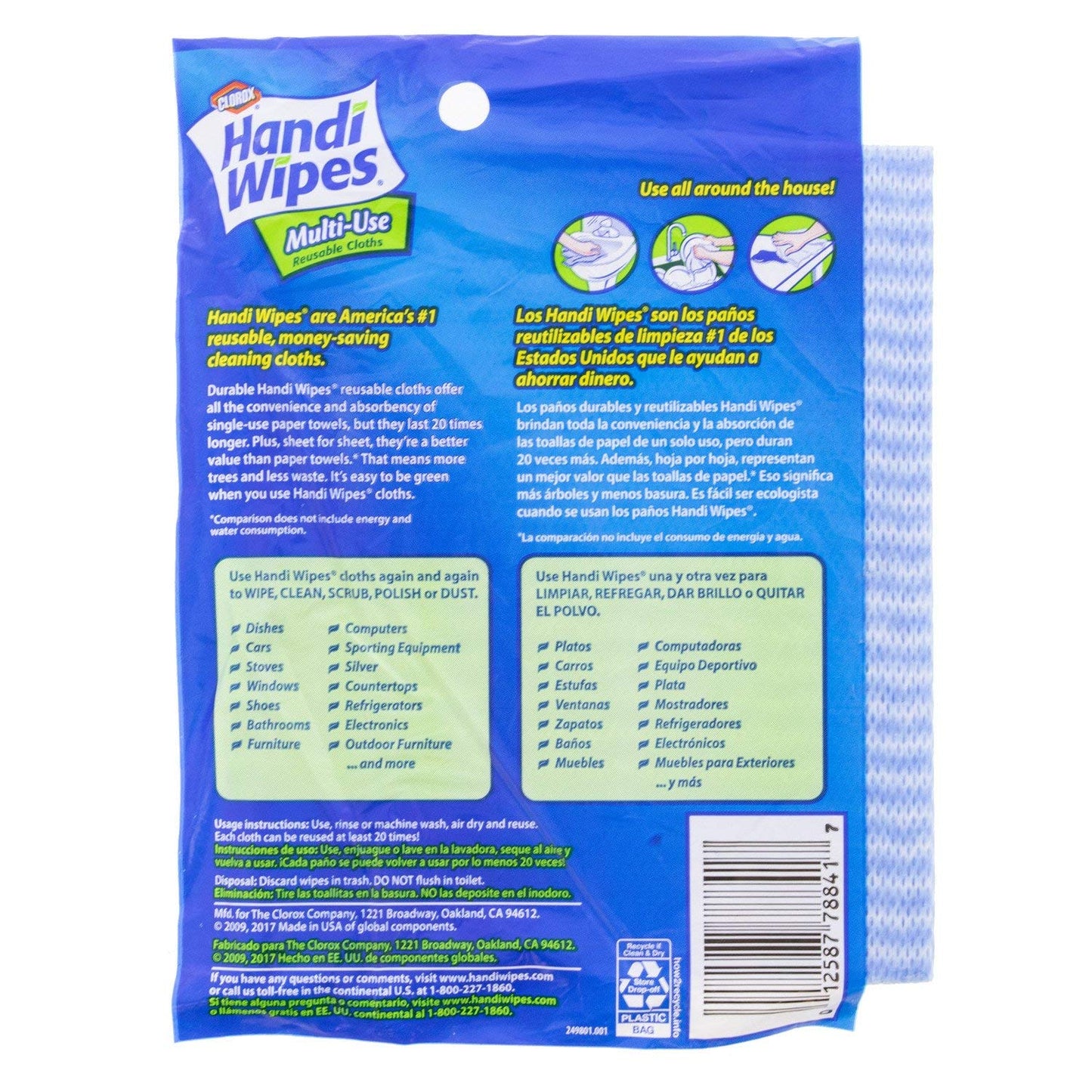 Clorox Handi Wipes Reusable Cleaning Cloths, Super Absorbent, Machine Washable - 3