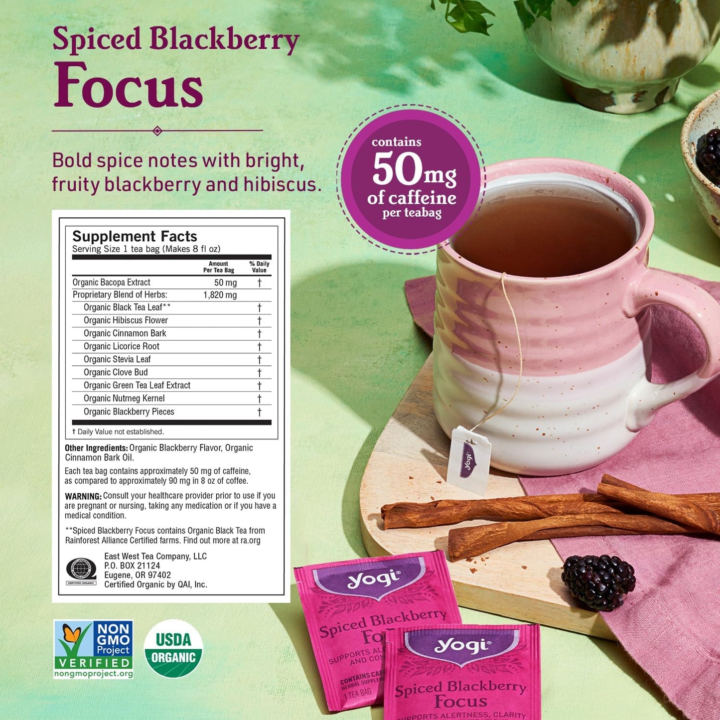 Yogi Tea - Morning Energy Variety Pack (3 Pack) Includes Peach Bergamot Bright Day, Sweet Tangerine Positive Energy, Spiced Blackberry Focus - 48