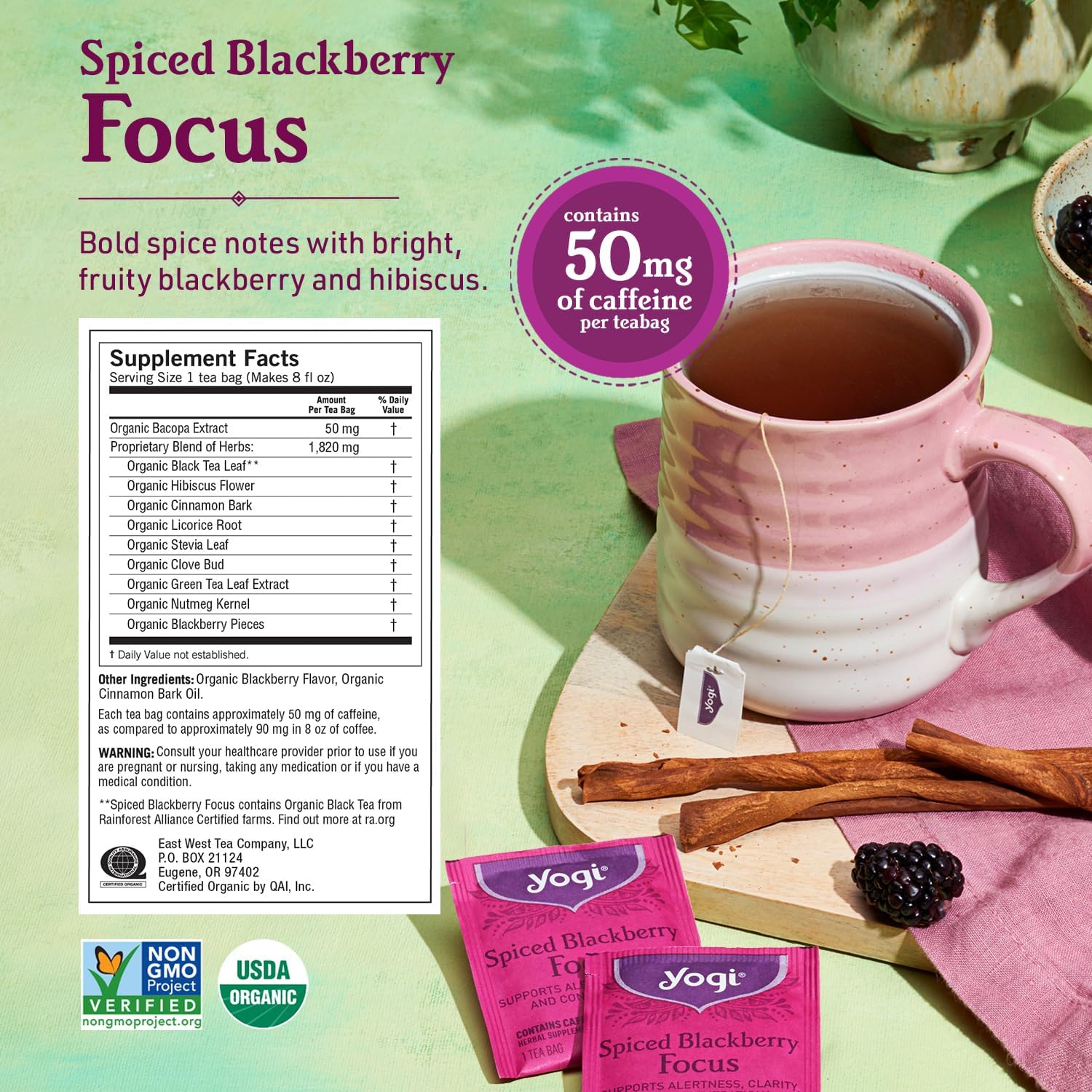 Yogi Tea - Morning Energy Variety Pack (3 Pack) Includes Peach Bergamot Bright Day, Sweet Tangerine Positive Energy, Spiced Blackberry Focus - 48