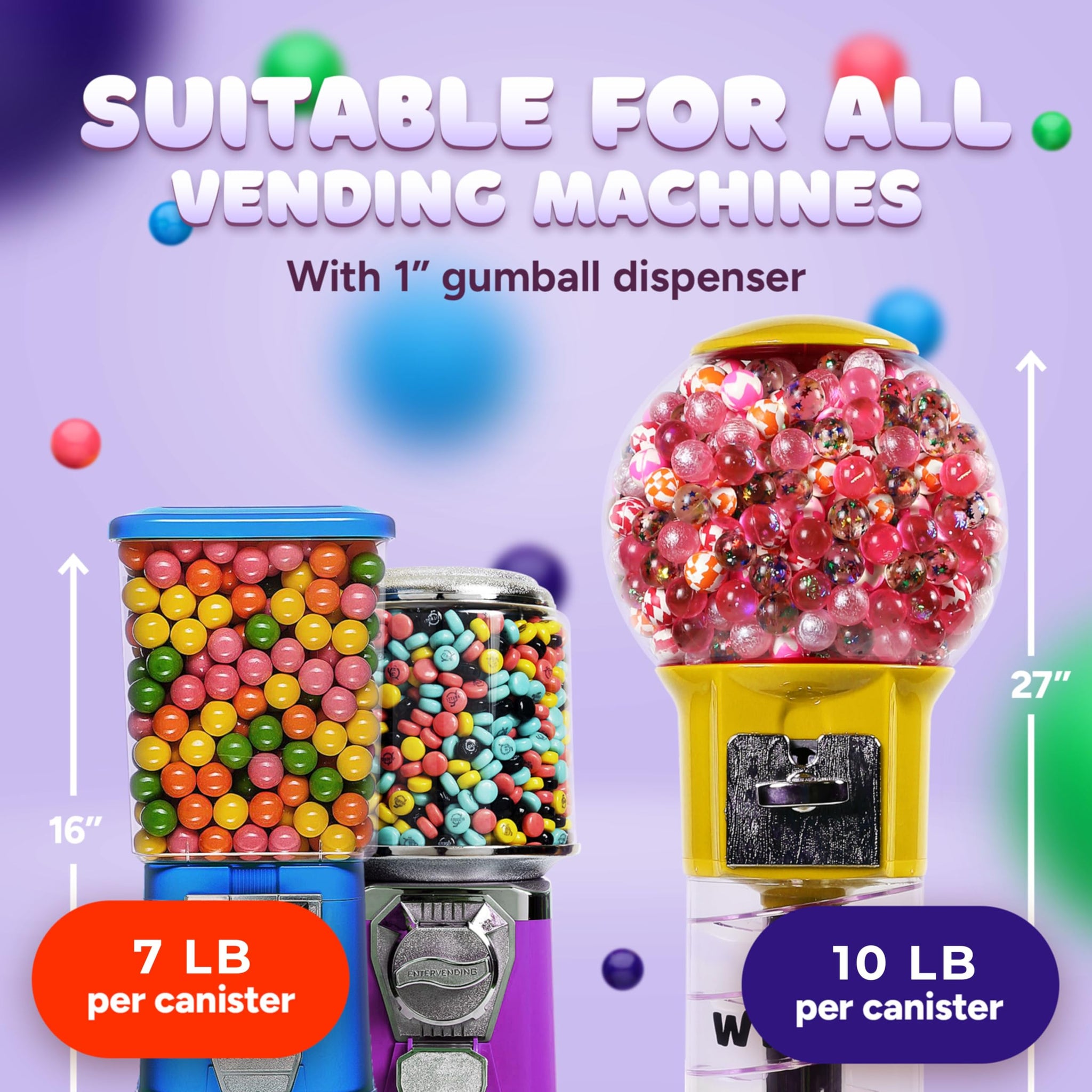 Gumballs for Gumball Machine - 1 Inch Large Double Bubble Gumballs - Assorted Fruit Flavored Bubble Gum for Kids - Sweet Gum Balls in Bulk 15 Lb