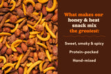 Nuts com Honey & Heat Trail Mix - Sweet and Spicy Nuts Blend with Honey Sesame Sticks, Hickory Smoked Almonds, Cajun Corn Sticks, Buffalo Peanuts