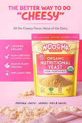 NOOCHA Organic Nutritional Yeast Flakes - Non-Fortified, Vegan Cheese Seasoning, Dairy-Free, Gluten-Free, High Protein Savory Sprinkle for Popcorn