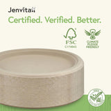Jenvita Paper Bamboo Plates Disposable (50-Pack, 9-inch) | Sturdy & Microwave Safe | Compostable Paper Plates Disposable Heavy Duty | PFAS Free